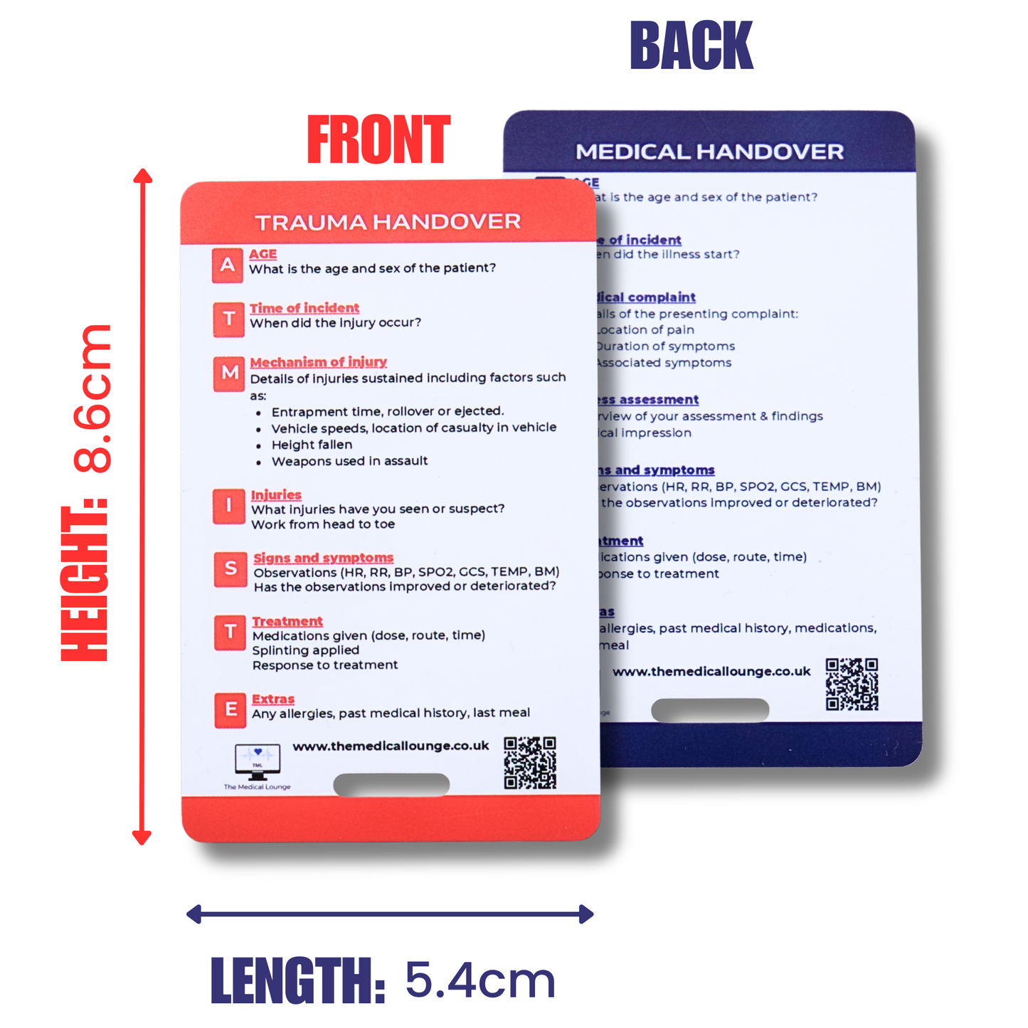 ATMIST Handover Card | Medical and Trauma Handover Card | Lanyard Badge Card for Paramedics, Nurses, Students & Doctors