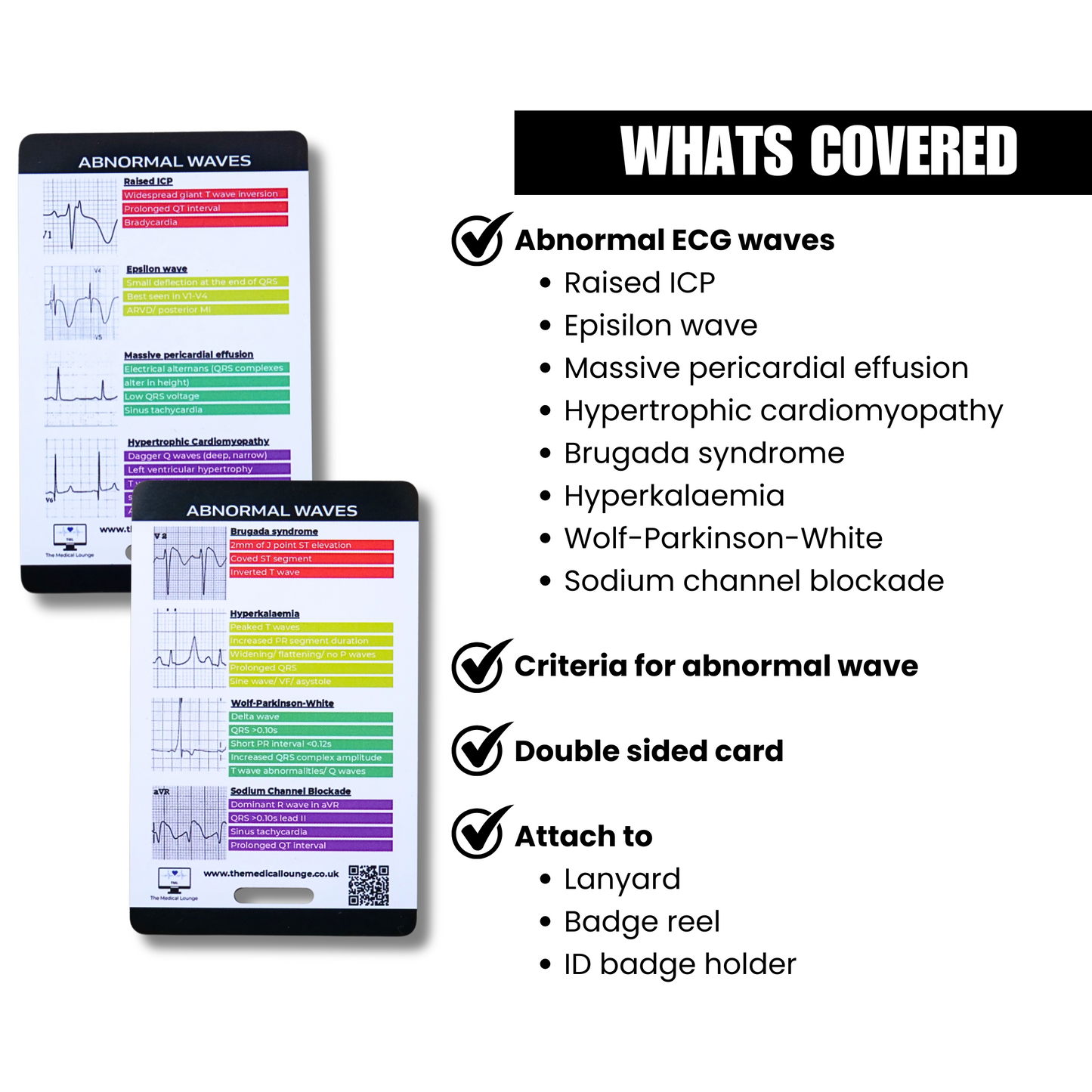 Abnormal ECG Wave Reference Card | 8 Rare ECG Patterns with Visual Descriptions | Pocket Guide for Paramedics, nurses and ECG Students