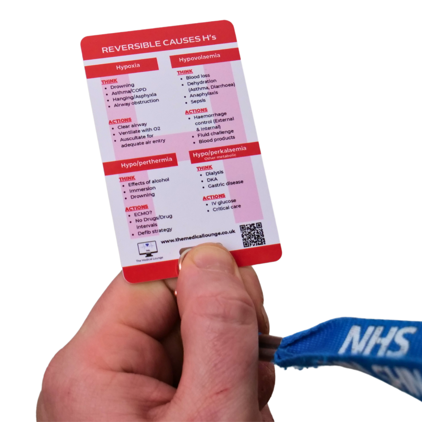 Reversible Causes in Cardiac Arrest Card | 4 H's and T's | Lanyard Badge Card for Paramedics, Nurses, Emergency Clinicians and Doctors