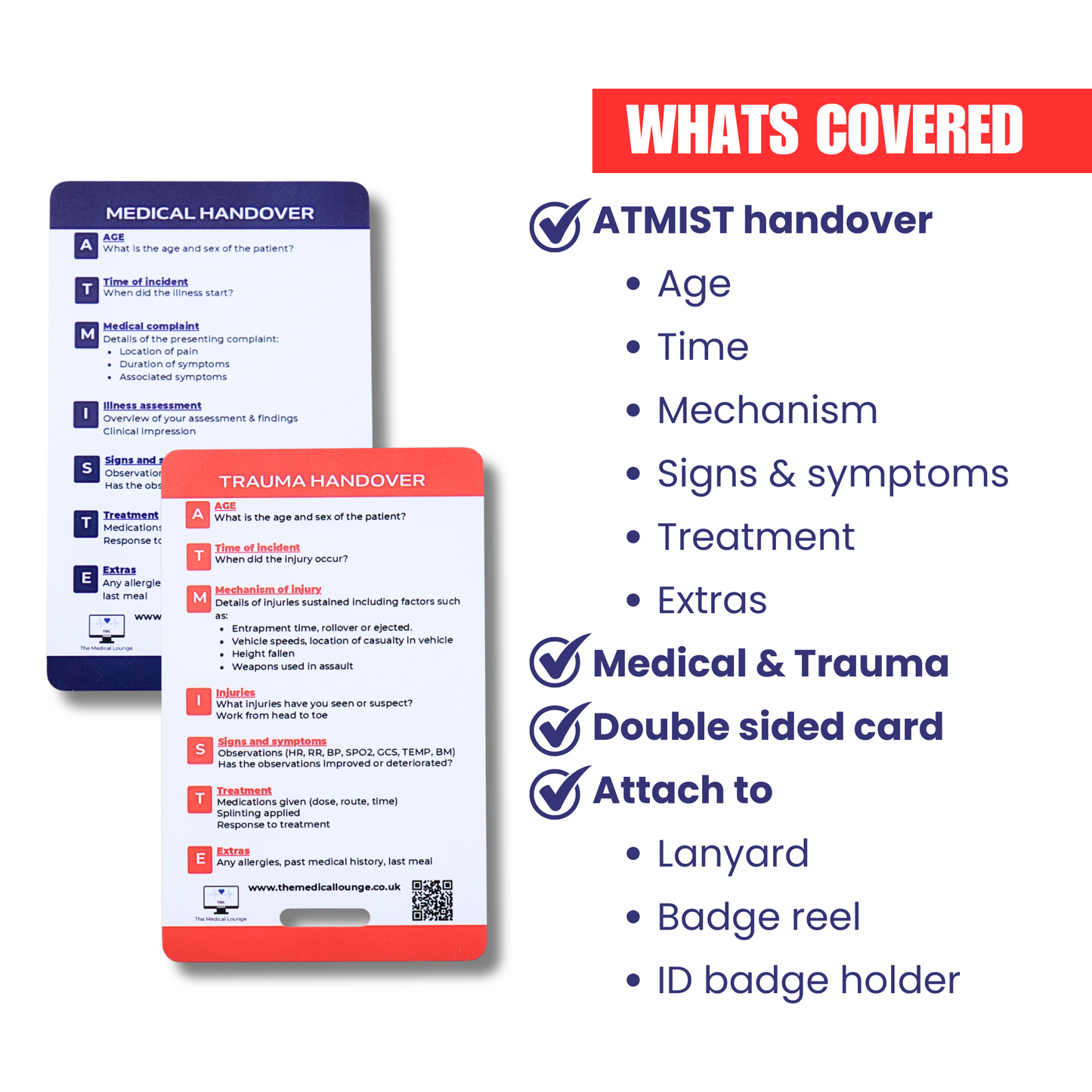ATMIST Handover Card | Medical and Trauma Handover Card | Lanyard Badge Card for Paramedics, Nurses, Students & Doctors