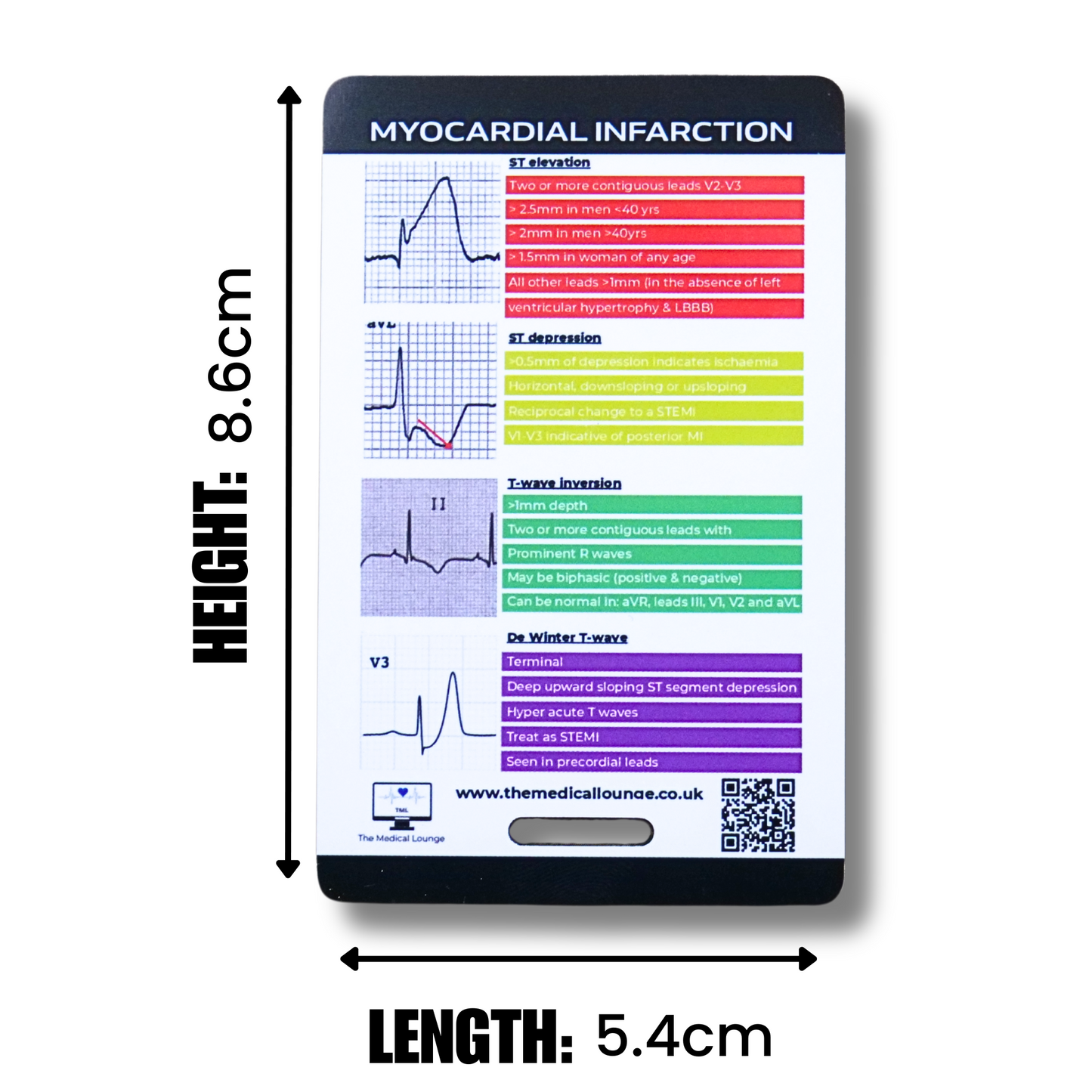 Myocardial Infarction ECG Reference Card | 7 Wave Abnormalities with Criteria and Descriptions | Lanyard Card for Paramedics and nurses