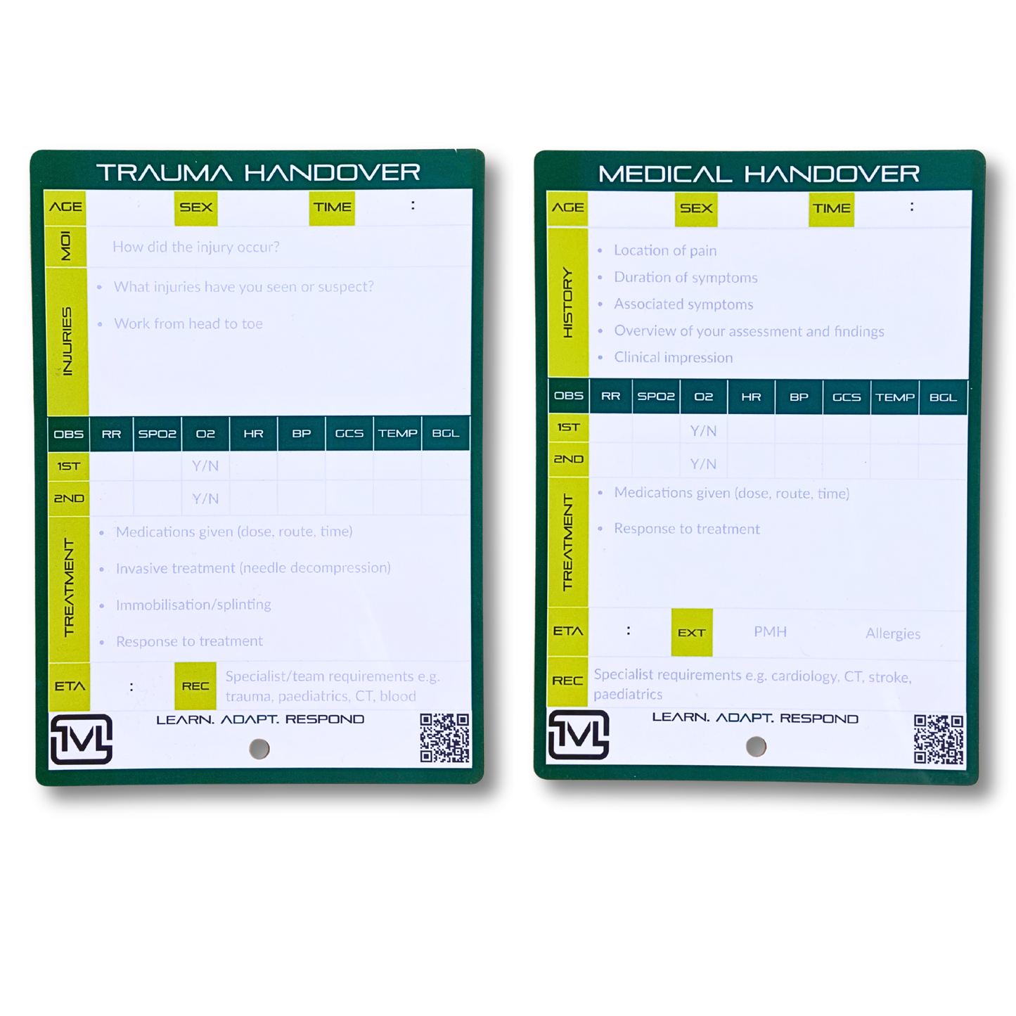 A6 ATMIST Handover Pocket Slate – Reusable Dry Wipe Pre-Hospital Report Sheet for Paramedic, EMS & Student Training
