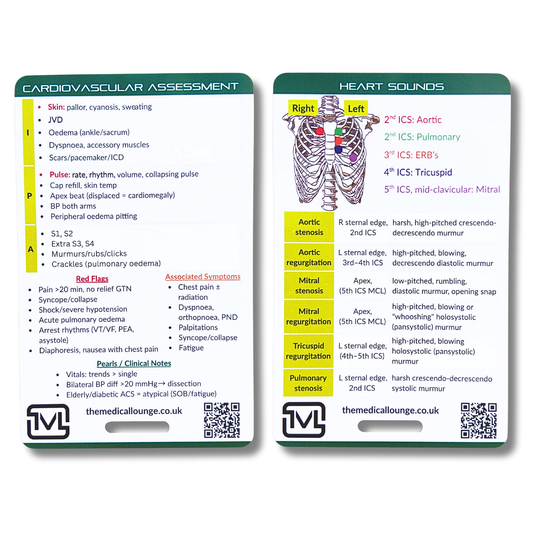 Cardiovascular Assessment – Clinical Examination Reference Card