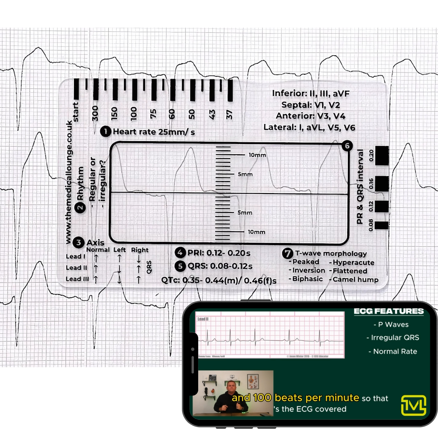 ECG ruler with Free access to ECG foundations course