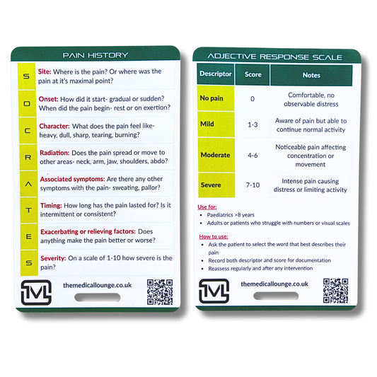 SOCRATES Pain History – Assessment Reference Card