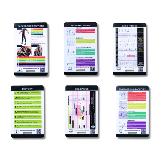 ECG Reference Card Bundle (7 Cards) | Includes ECG Ruler, Rhythm, MI, Axis, 7-Step Plan, Electrode Placement and Wave Abnormalities