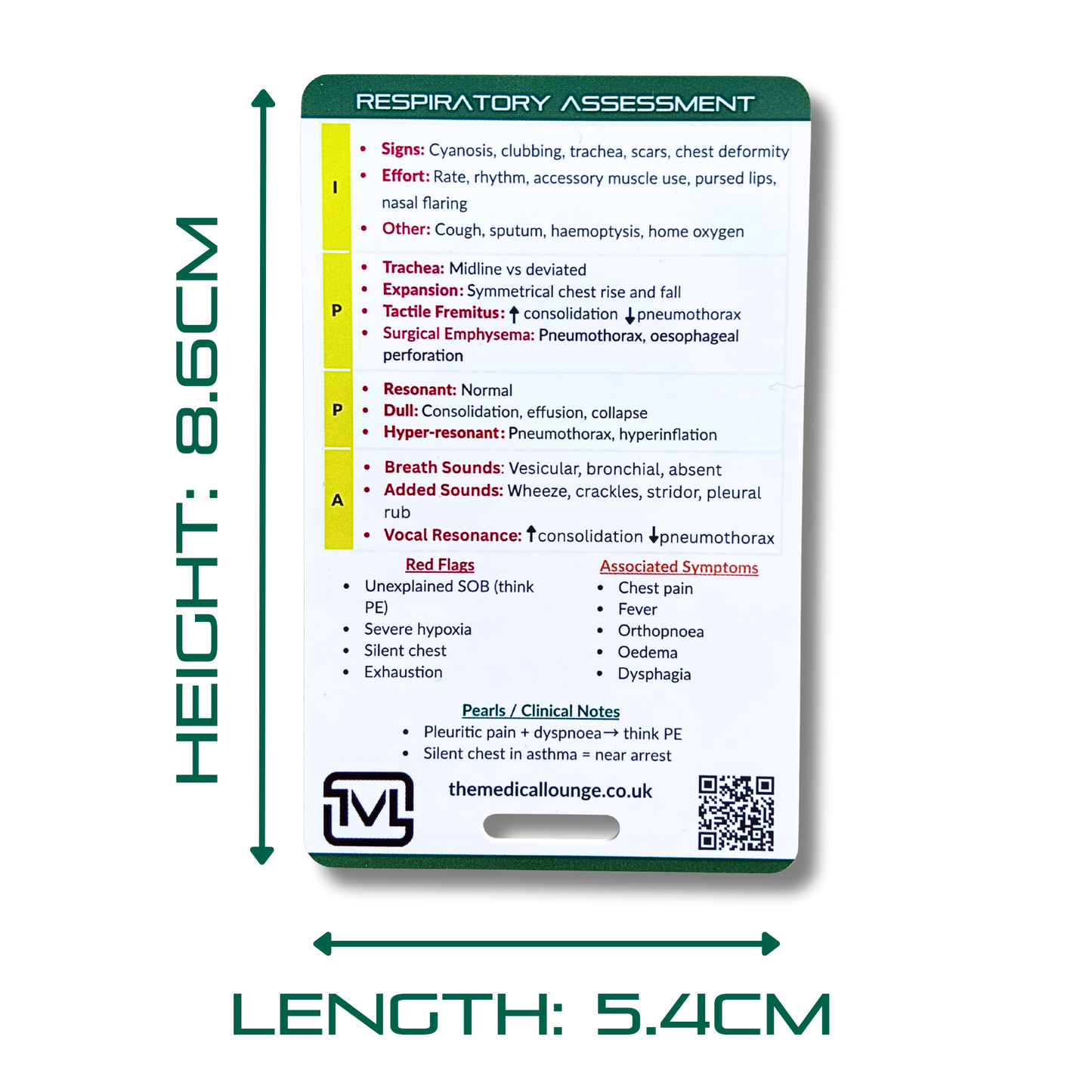Respiratory Assessment – Clinical Examination Reference Card