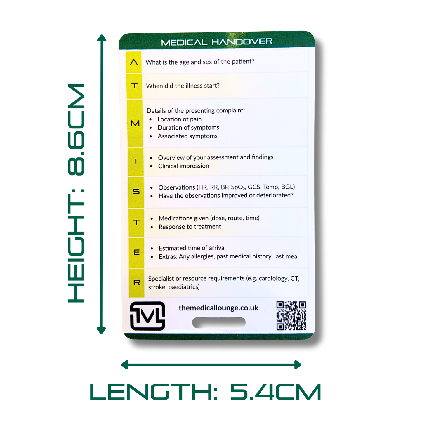 ATMIST Reference Card | Clinical Handover Guide | Pocket-Size Learning Aid for Paramedics, Nurses & Students