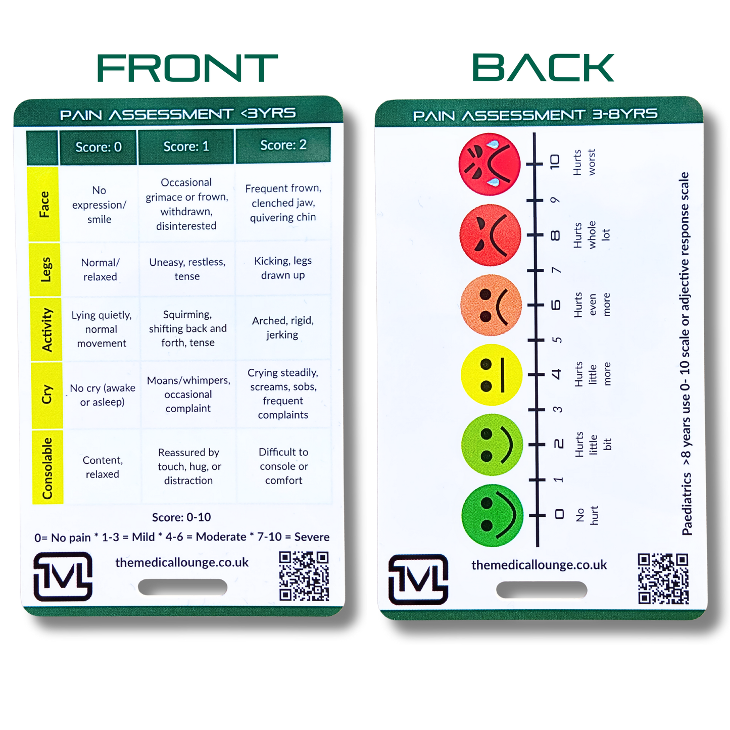 Pain Assessment Pocket Card Bundle – Educational Reference Set for Wong-Baker, FLACC, Abbey Pain Scale, PAINAD, SOCRATES & Adjective Pain Scale