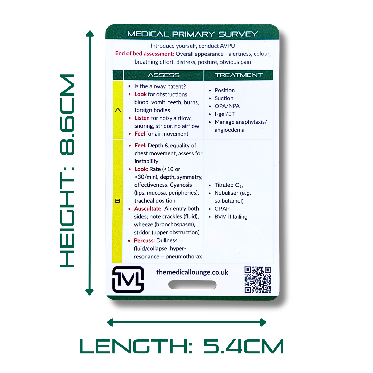 Medical Primary Survey – ABCDE Assessment Reference Card