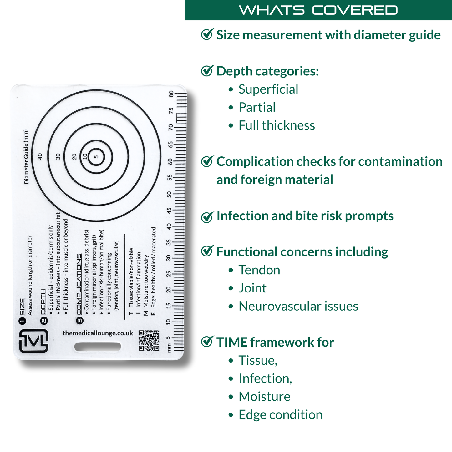 Transparent Wound Assessment Tool – SIZE, DEPTH, TIME Framework Reference Card