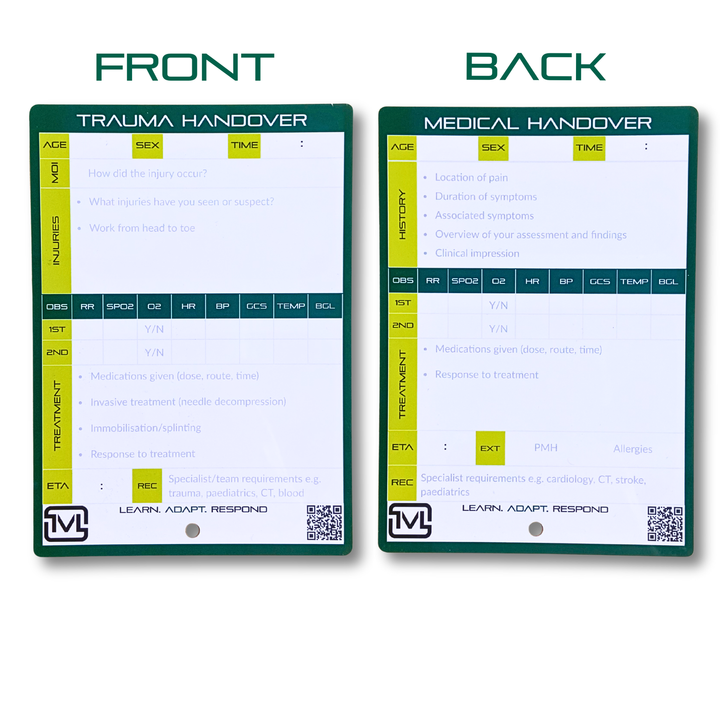 A6 Reusable Pre-Hospital Slate Bundle – Cardiac Arrest Log Board, ATMIST Handover Slates and Dry Wipe Marker for Paramedic & Student Training