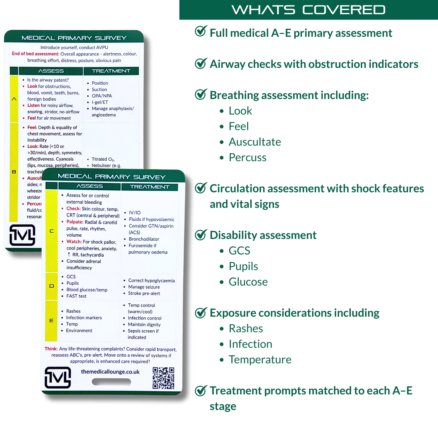 Medical Primary Survey – ABCDE Assessment Reference Card