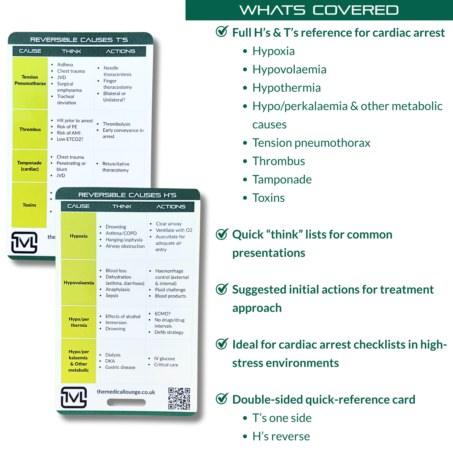 Reversible Causes (H’s & T’s) – Cardiac Arrest Reference Card