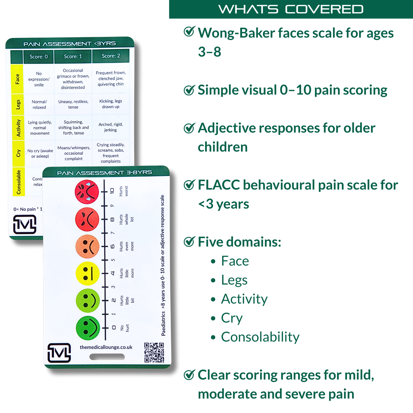 Paediatric Pain Assessment – Wong-Baker & FLACC Reference Card