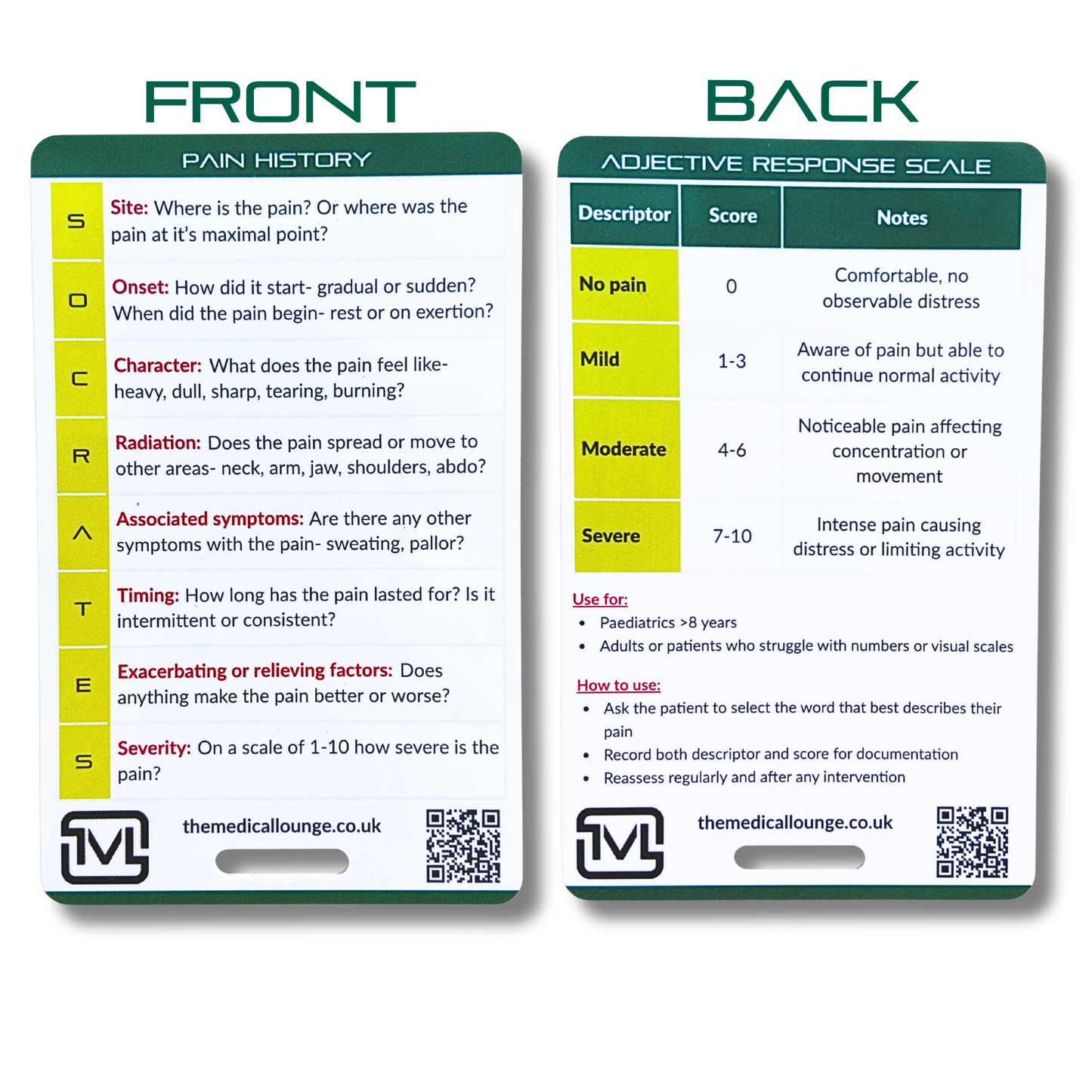 Pain Assessment Pocket Card Bundle – Educational Reference Set for Wong-Baker, FLACC, Abbey Pain Scale, PAINAD, SOCRATES & Adjective Pain Scale
