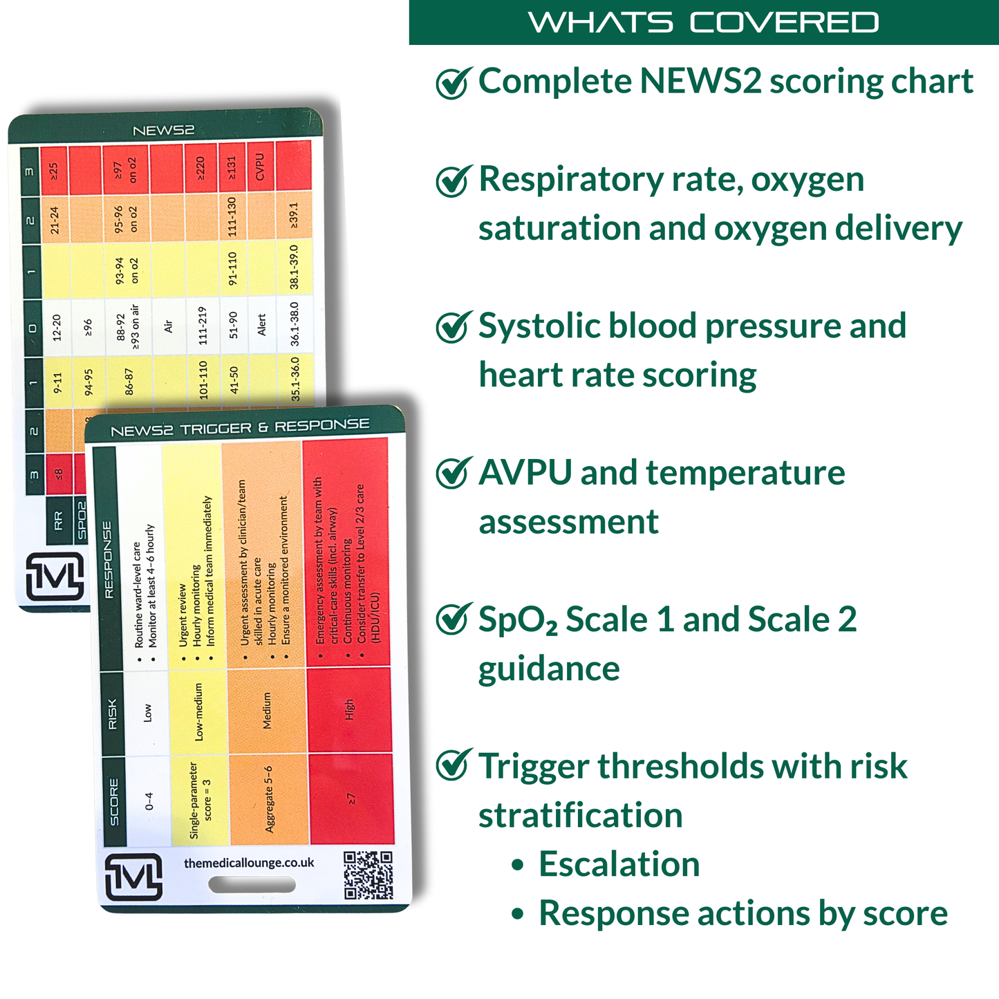 NEWS2 Reference Card | Quick Guide for Paramedics, Nurses, Students & Doctors | Lanyard Badge Card | Clinical Score Aid