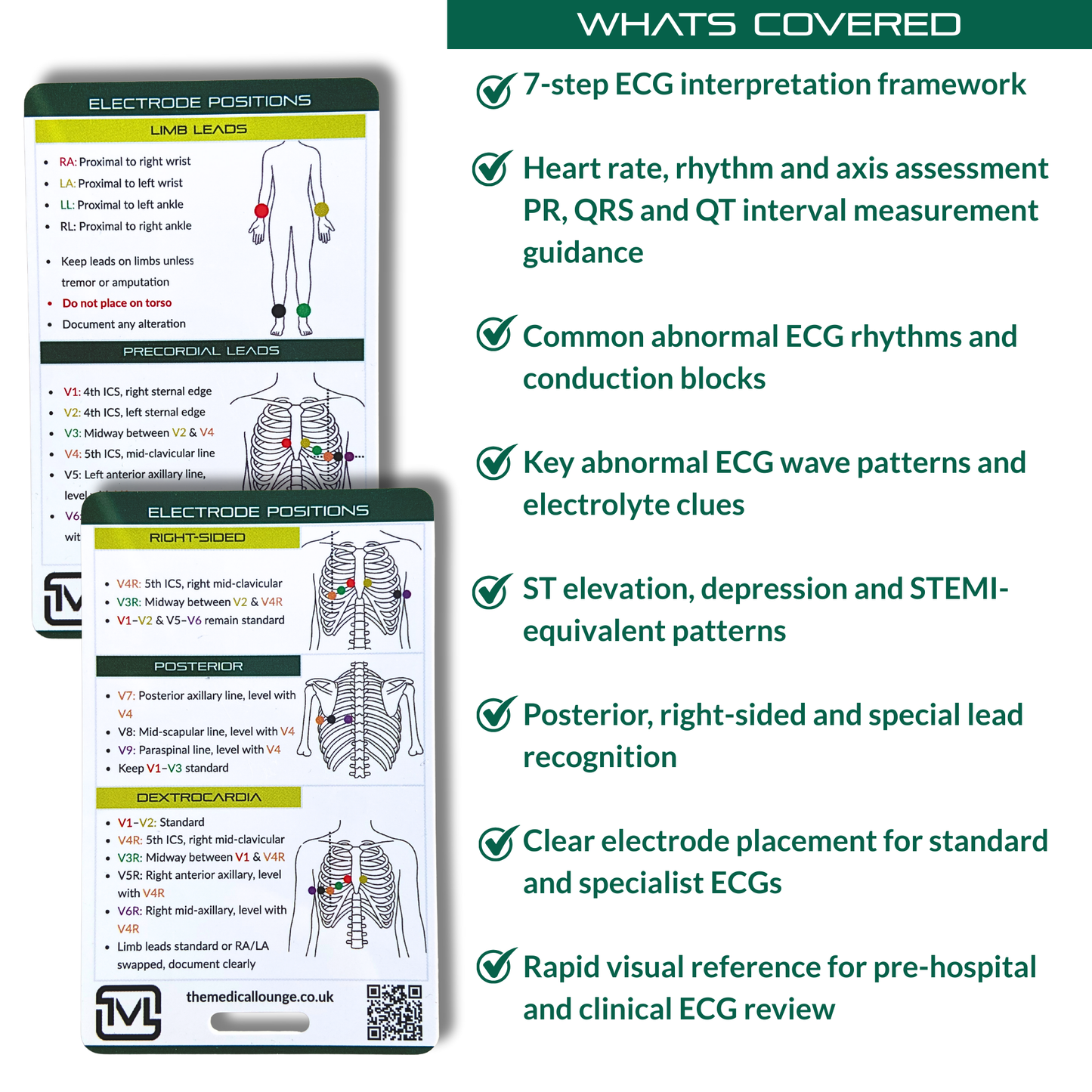 ECG 7 Card Study Bundle | ECG Interpretation, Rhythms & Electrode Placement Revision Set