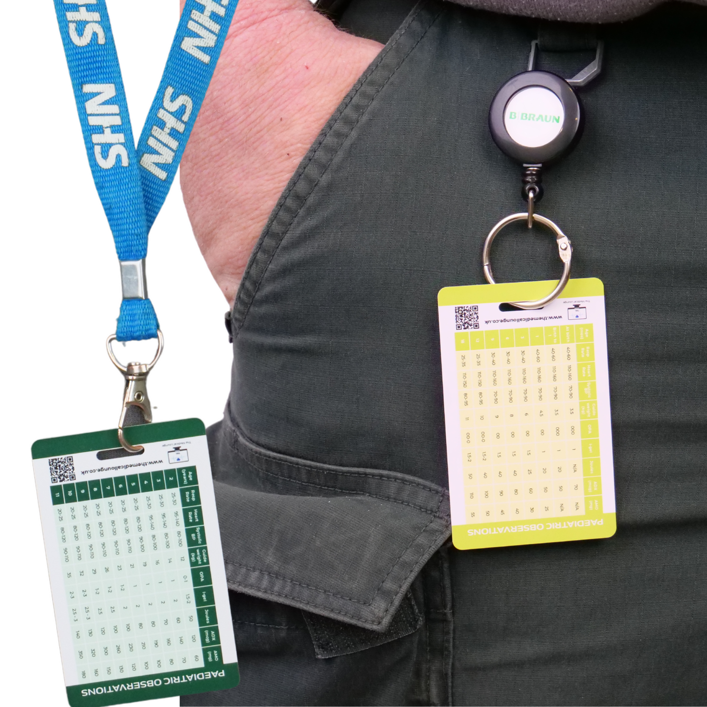 Paediatric Observation and Cardiac arrest Drug Dose Card | UK Guidelines | Lanyard Card for Paramedics, Nurses, students and doctors