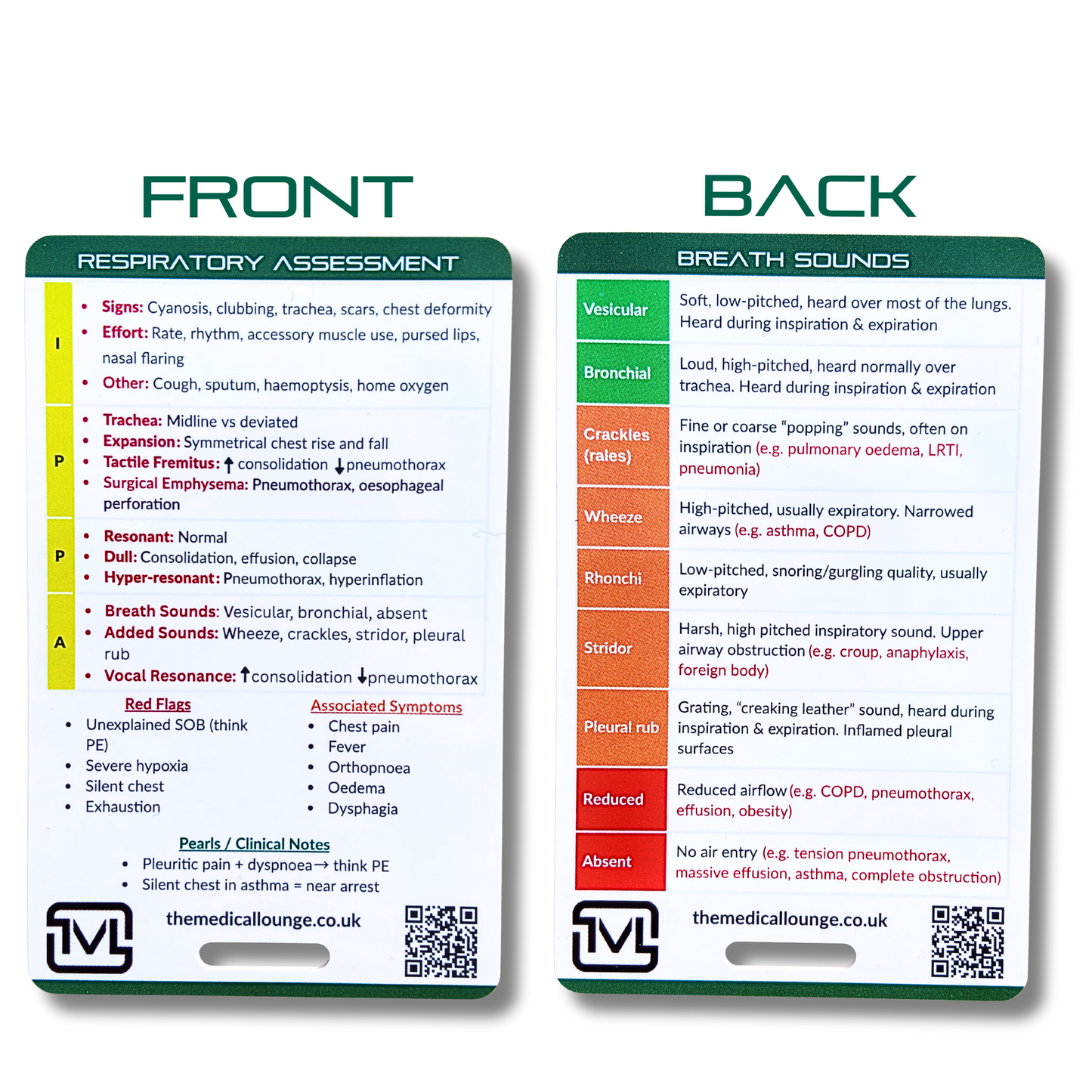 Respiratory Assessment – Clinical Examination Reference Card