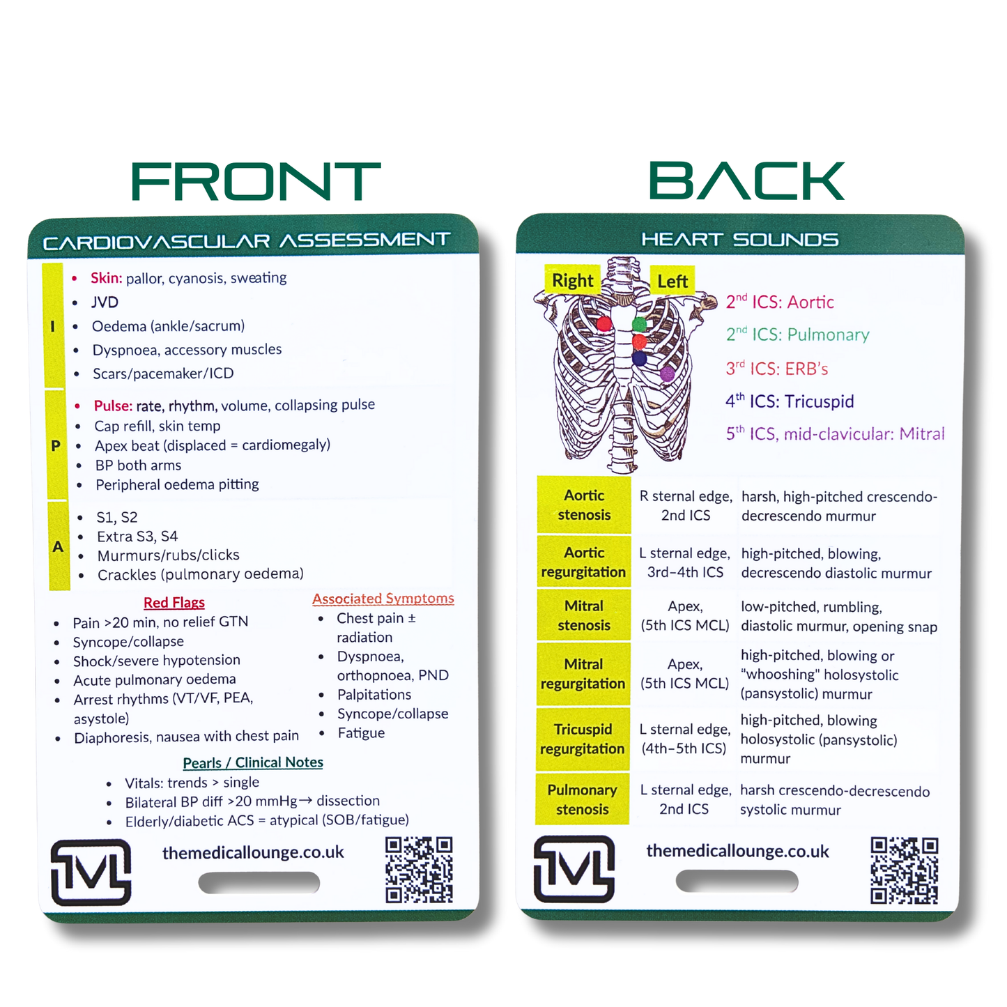 Cardiovascular Assessment – Clinical Examination Reference Card