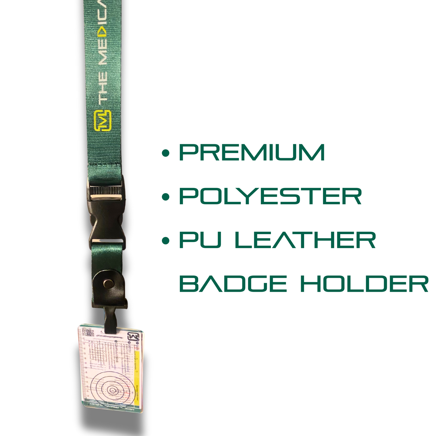Dark Green Branded Lanyard – Polyester ID Badge Holder, Keychain Strap, Breakaway Safety Clip, Work & Study Accessory