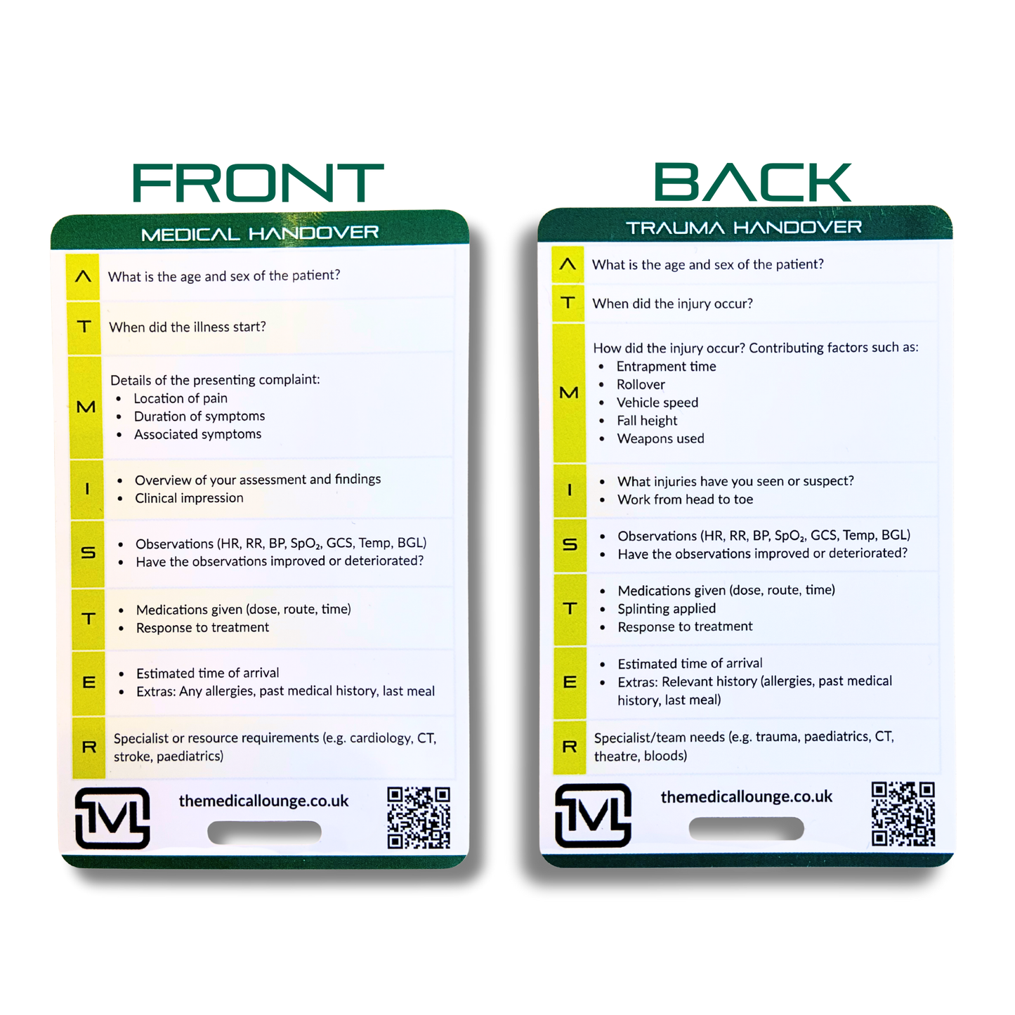 ATMIST Reference Card | Clinical Handover Guide | Pocket-Size Learning Aid for Paramedics, Nurses & Students