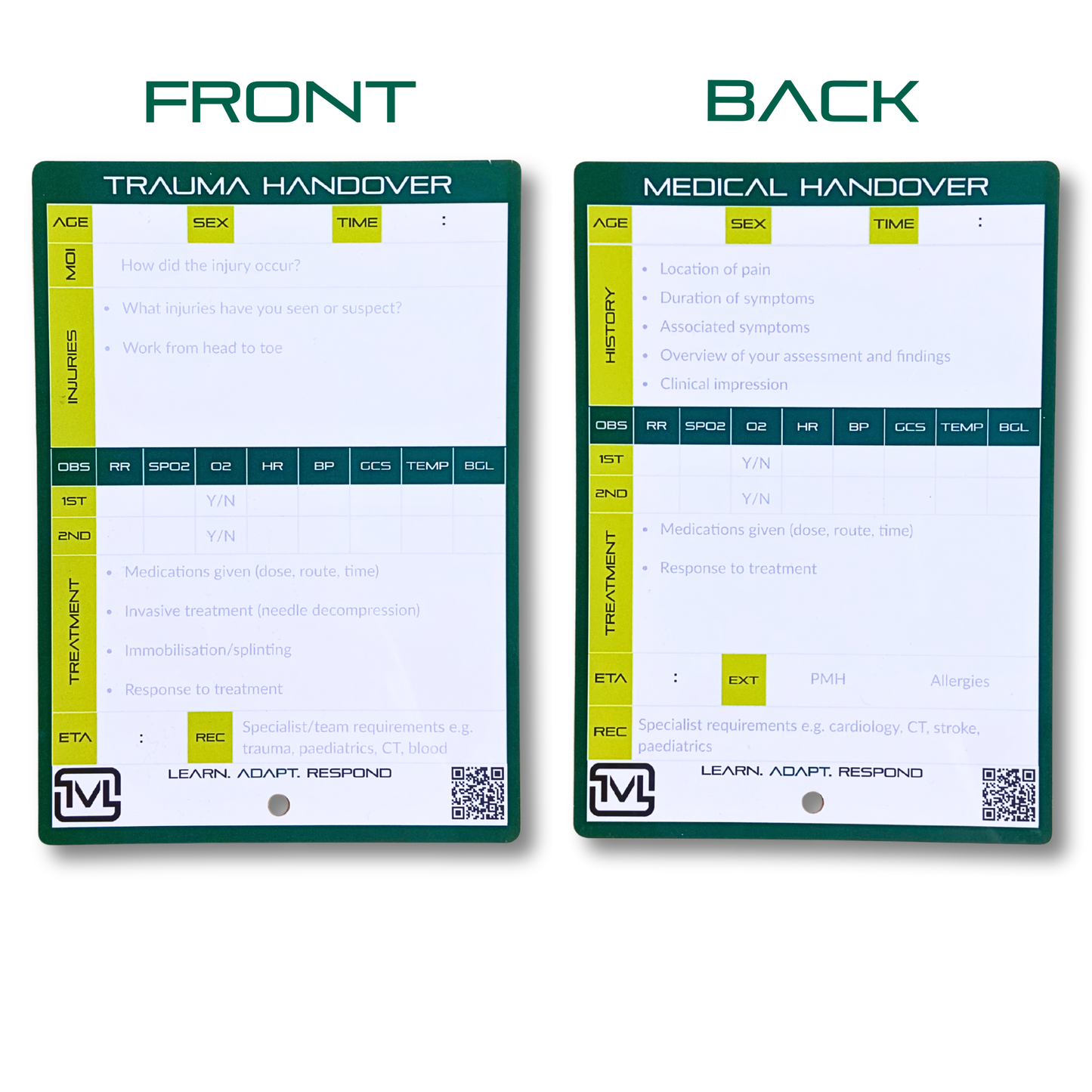 A6 ATMIST Handover Pocket Slate – Reusable Dry Wipe Pre-Hospital Report Sheet for Paramedic, EMS & Student Training
