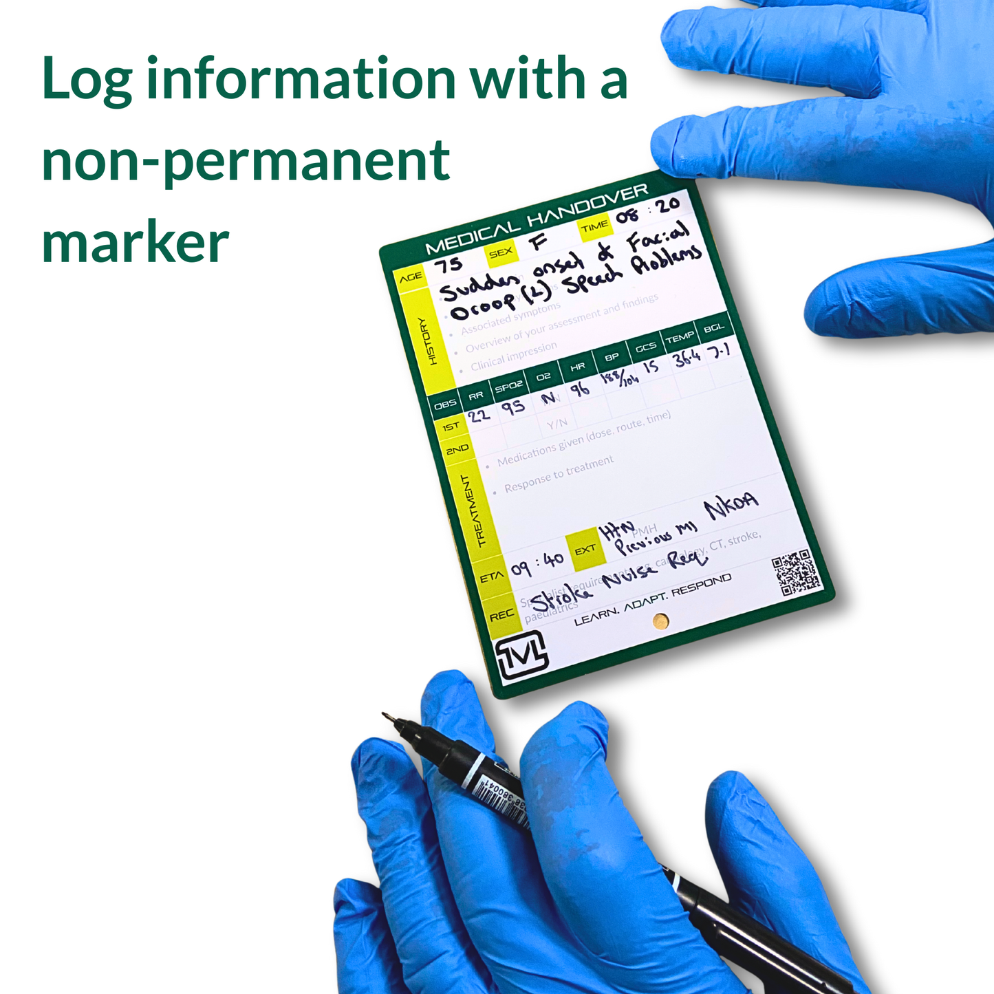 A6 Reusable Pre-Hospital Slate Bundle – Cardiac Arrest Log Board, ATMIST Handover Slates and Dry Wipe Marker for Paramedic & Student Training