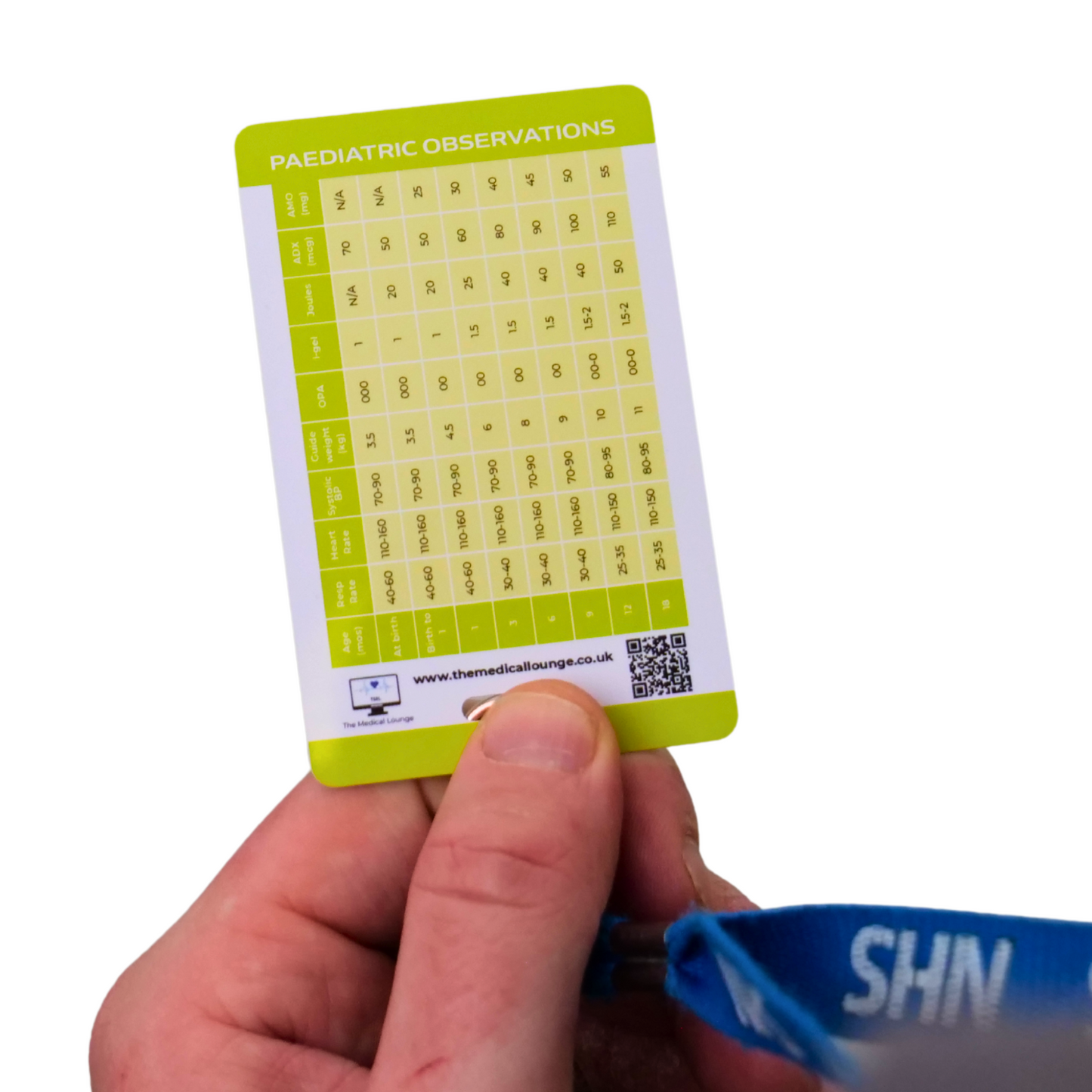 Paediatric Observation and Cardiac arrest Drug Dose Card | UK Guidelines | Lanyard Card for Paramedics, Nurses, students and doctors