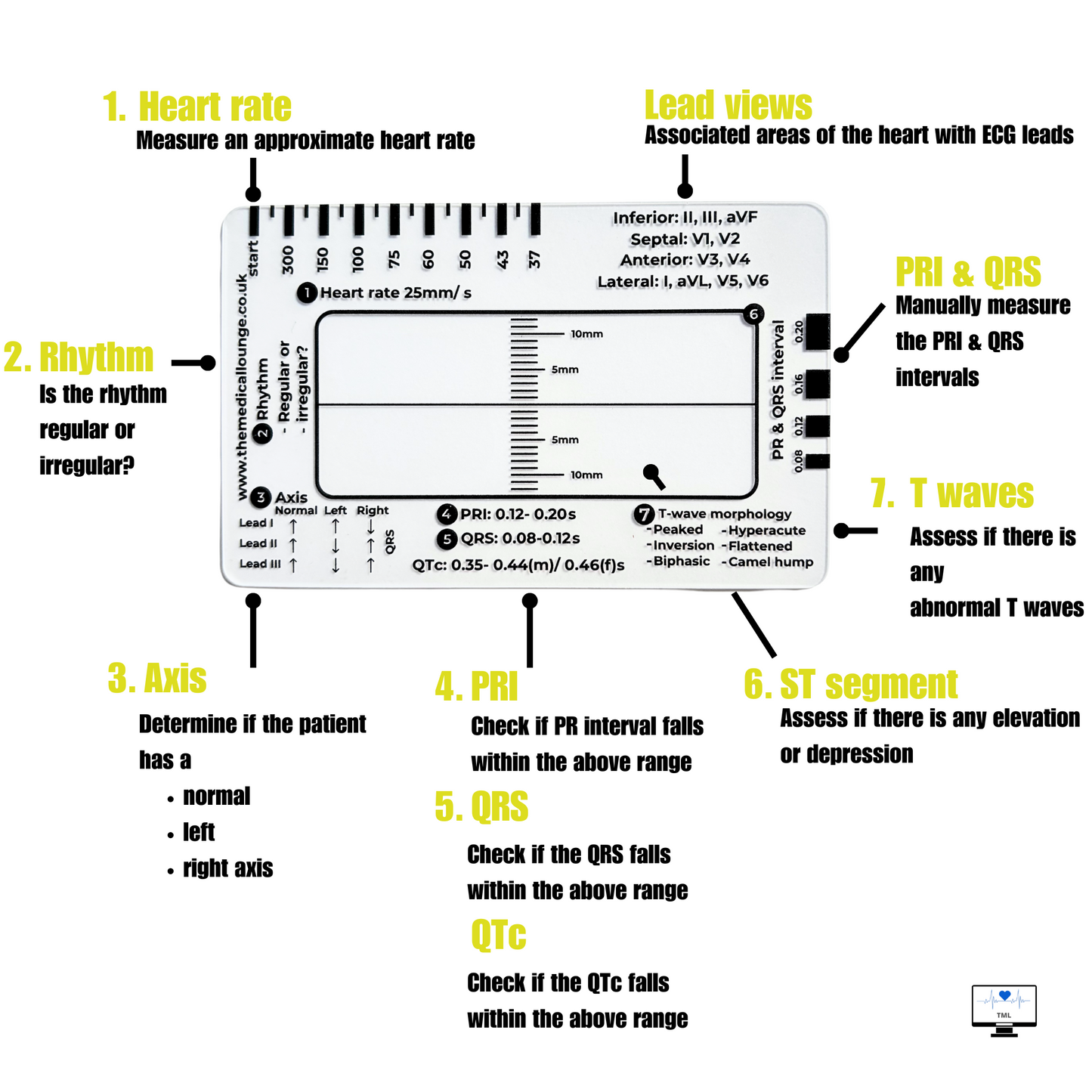 ECG ruler with Free access to ECG foundations course