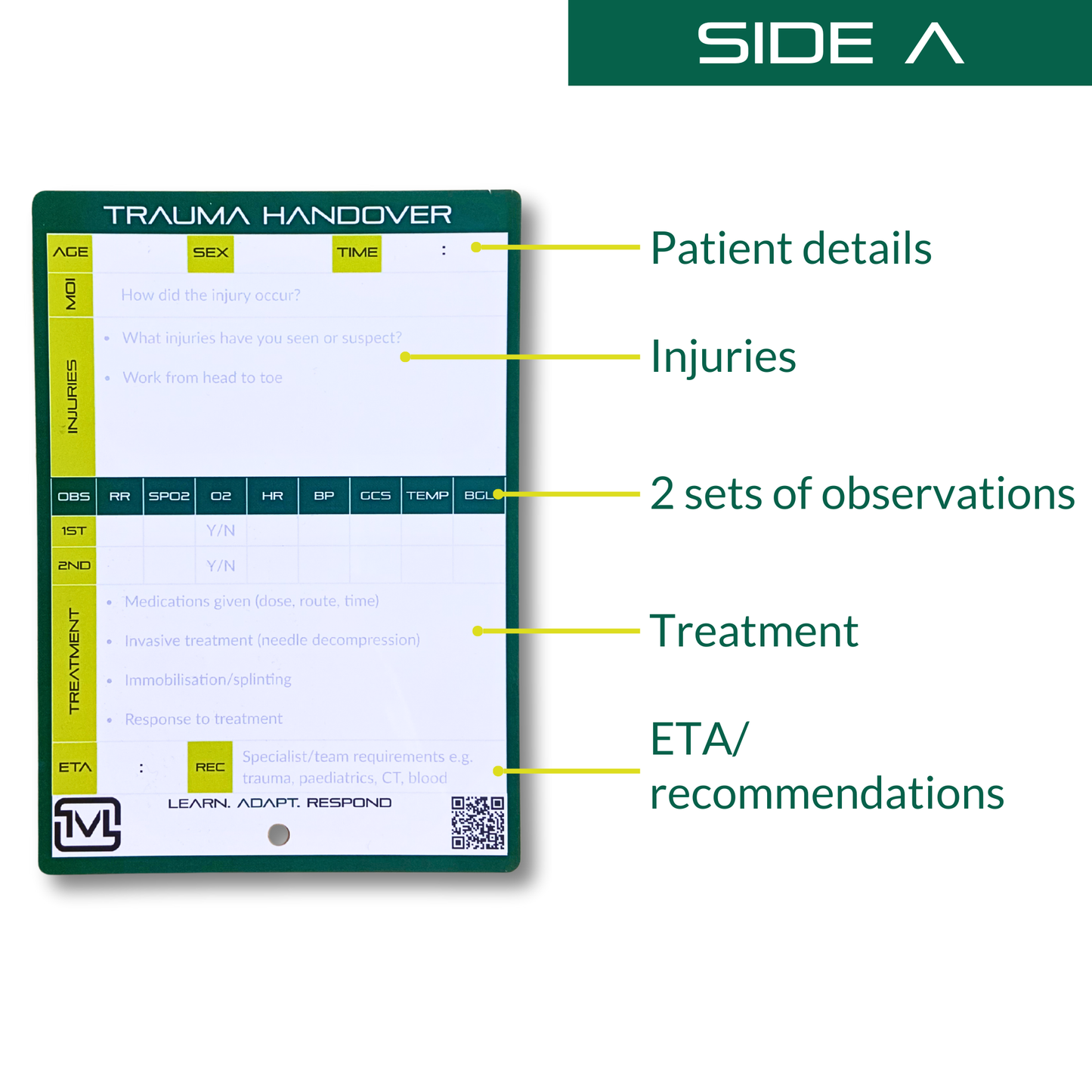 A6 ATMIST Handover Pocket Slate – Reusable Dry Wipe Pre-Hospital Report Sheet for Paramedic, EMS & Student Training
