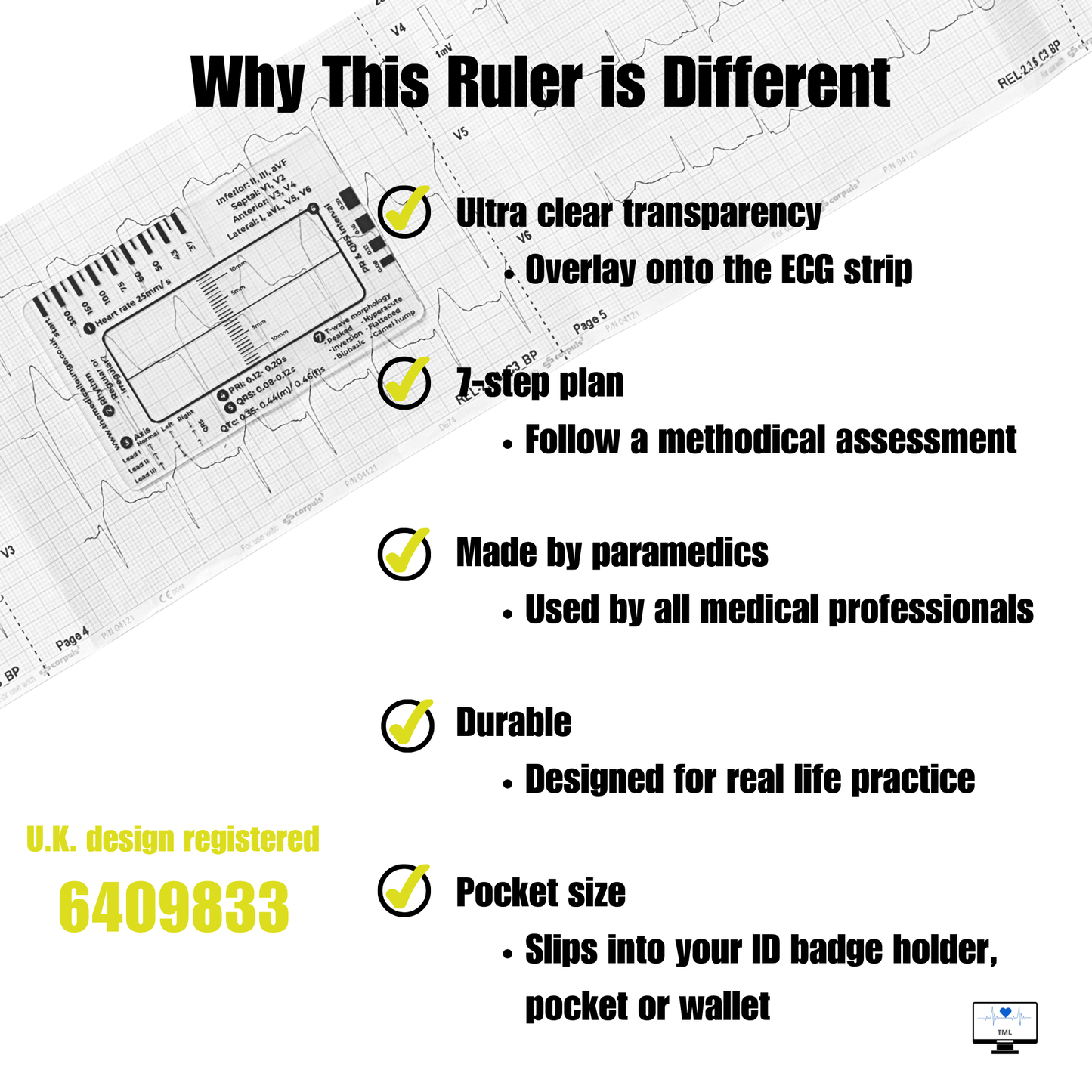 ECG ruler with Free access to ECG foundations course