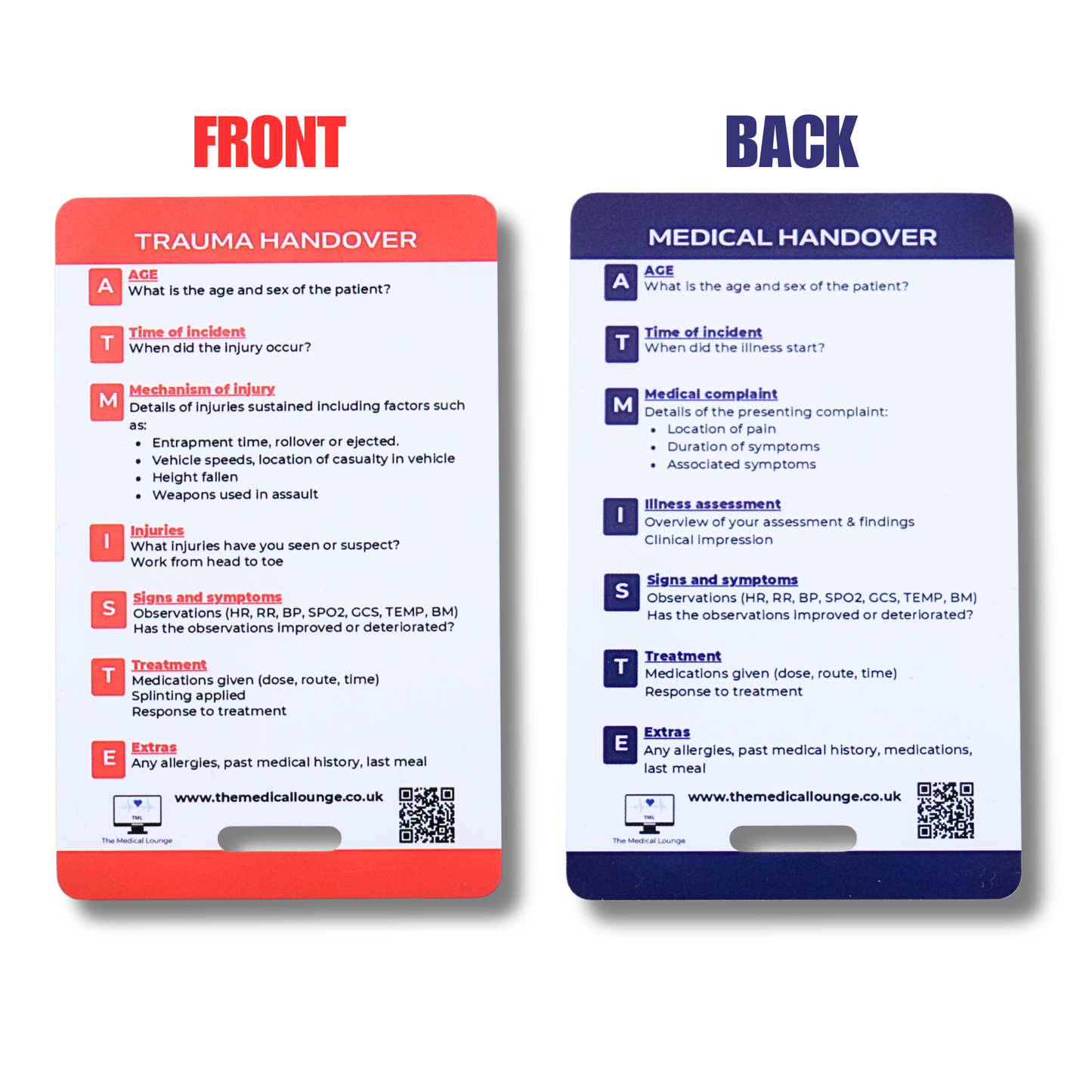 ATMIST Handover Card | Medical and Trauma Handover Card | Lanyard Badge Card for Paramedics, Nurses, Students & Doctors