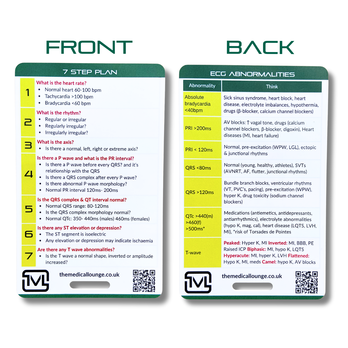 ECG 7 Card Study Bundle | ECG Interpretation, Rhythms & Electrode Placement Revision Set