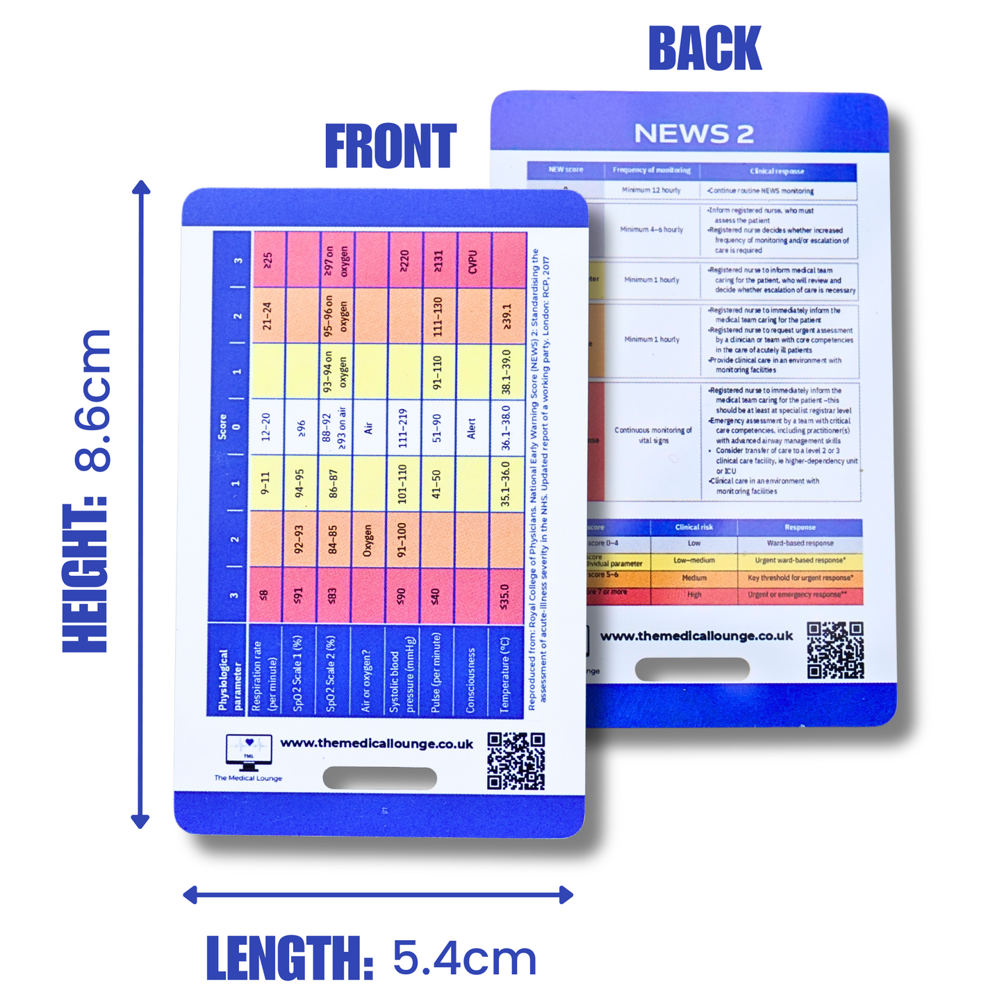 NEWS2 Reference Card | Quick Guide for Paramedics, Nurses, Students & Doctors | Lanyard Badge Card | Clinical Score Aid