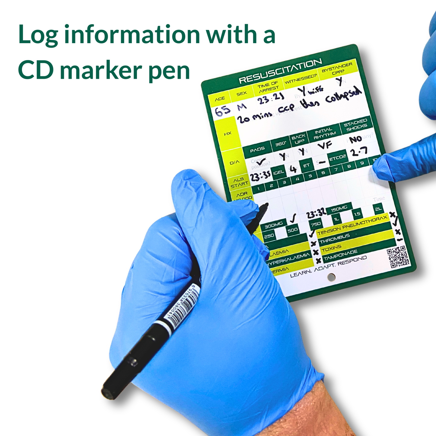A6 Reusable Cardiac Arrest Log Slates – Dry Wipe Resuscitation Record Sheet for Paramedic, EMS & Student Training
