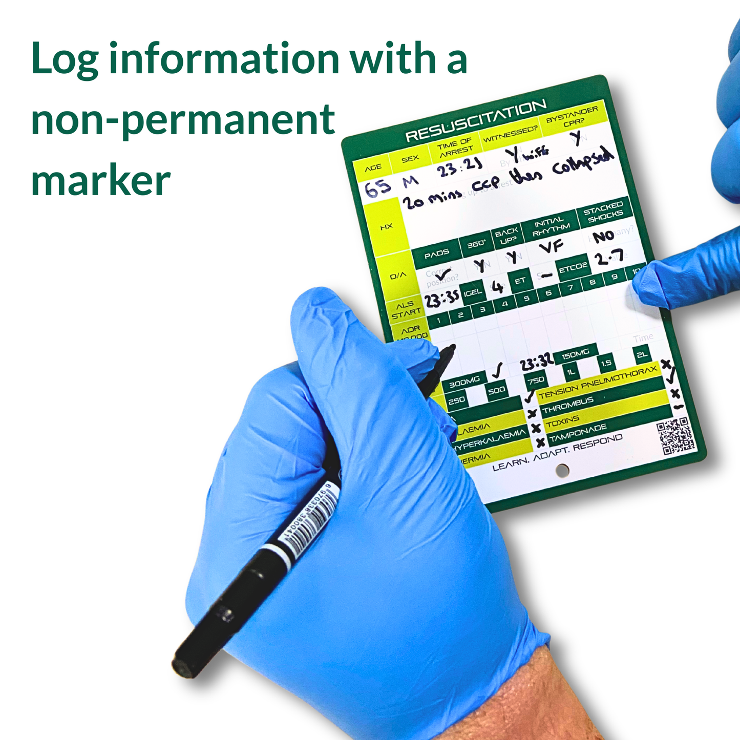 A6 Reusable Cardiac Arrest Log Slates – Dry Wipe Resuscitation Record Sheet for Paramedic, EMS & Student Training